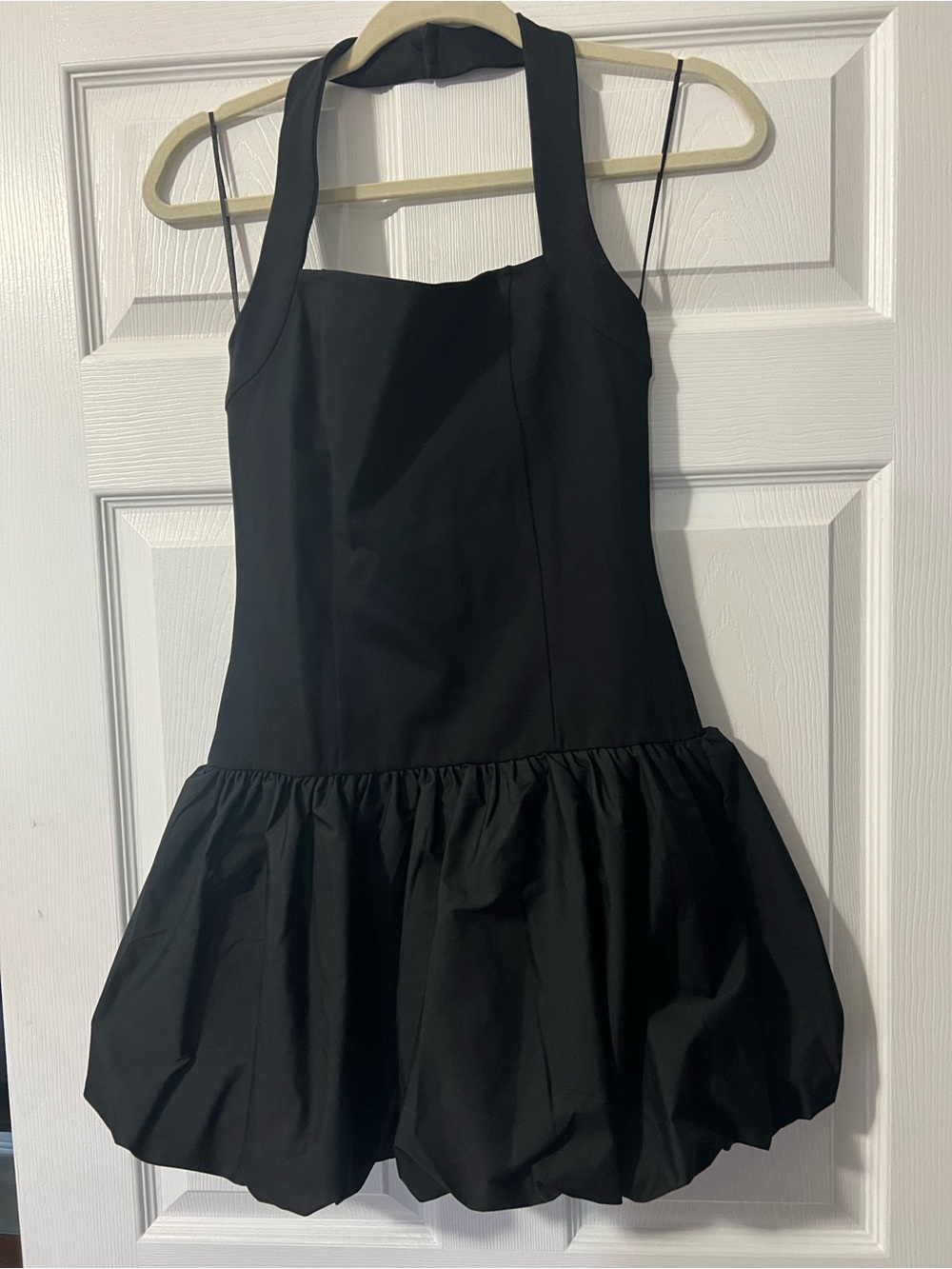 Good Luck Gem Black Mini Halter Bubble Dress